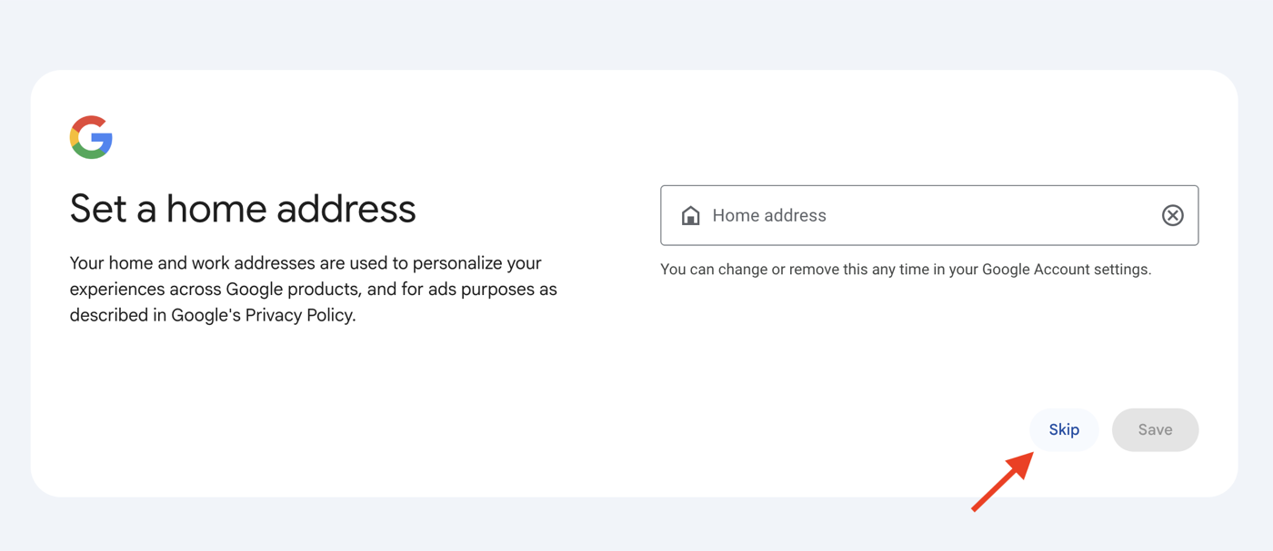 Example of a signup form with only the legally required fields filled in